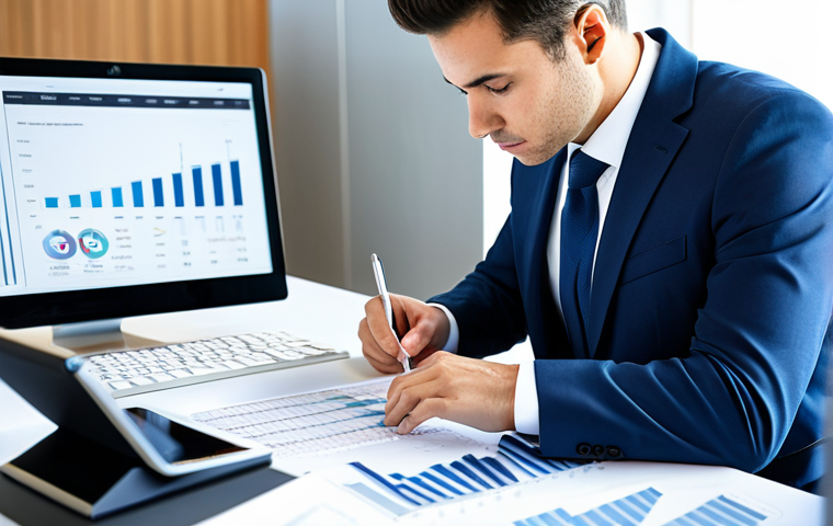 A focused financial analyst, fully clothed in a modest professional business suit, sits at a sleek, minimalist desk in a modern, sunlit office. They are intently examining a digital tablet displaying complex financial charts with lines showing asset performance against a benchmark, highlighting a slight divergence. The background features blurred, contemporary office architecture. The scene emphasizes data analysis and careful oversight. perfect anatomy, correct proportions, natural pose, well-formed hands, proper finger count, natural body proportions, professional photography, high resolution, detailed, clear focus, safe for work, appropriate content, fully clothed, professional dress, modest clothing.