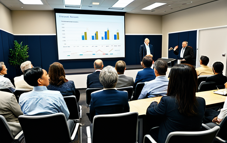 인덱스 펀드 투자로 포트폴리오 다각화하기 - **Image Prompt:** A young woman in professional business attire, a modest skirt suit, researching in...
