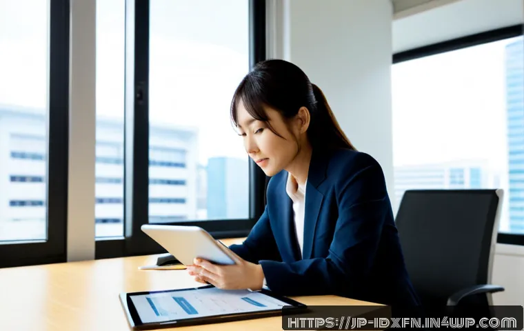 인덱스 펀드와 자산 시장의 변화 - Photorealistic Japanese investment professional reviewing a clean diversified portfolio display on a...
